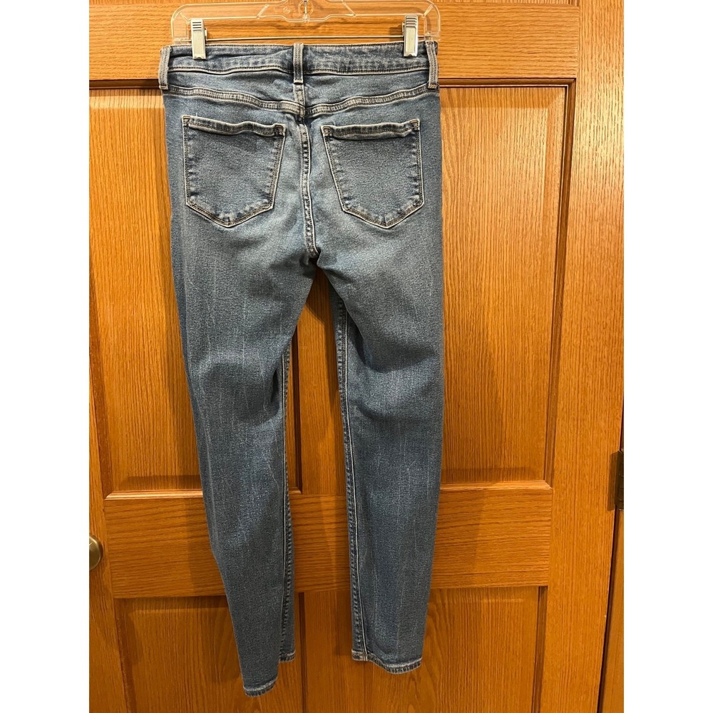 Old Navy Women's 6 Super Skinny Distressed Blue Denim Jeans Stretch MidRise - Picture 4 of 6
